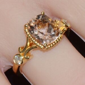 CERTIFIED NATURAL 2.82CTS VS F DIAMOND MORGANITE 18K SOLID GOLD RING